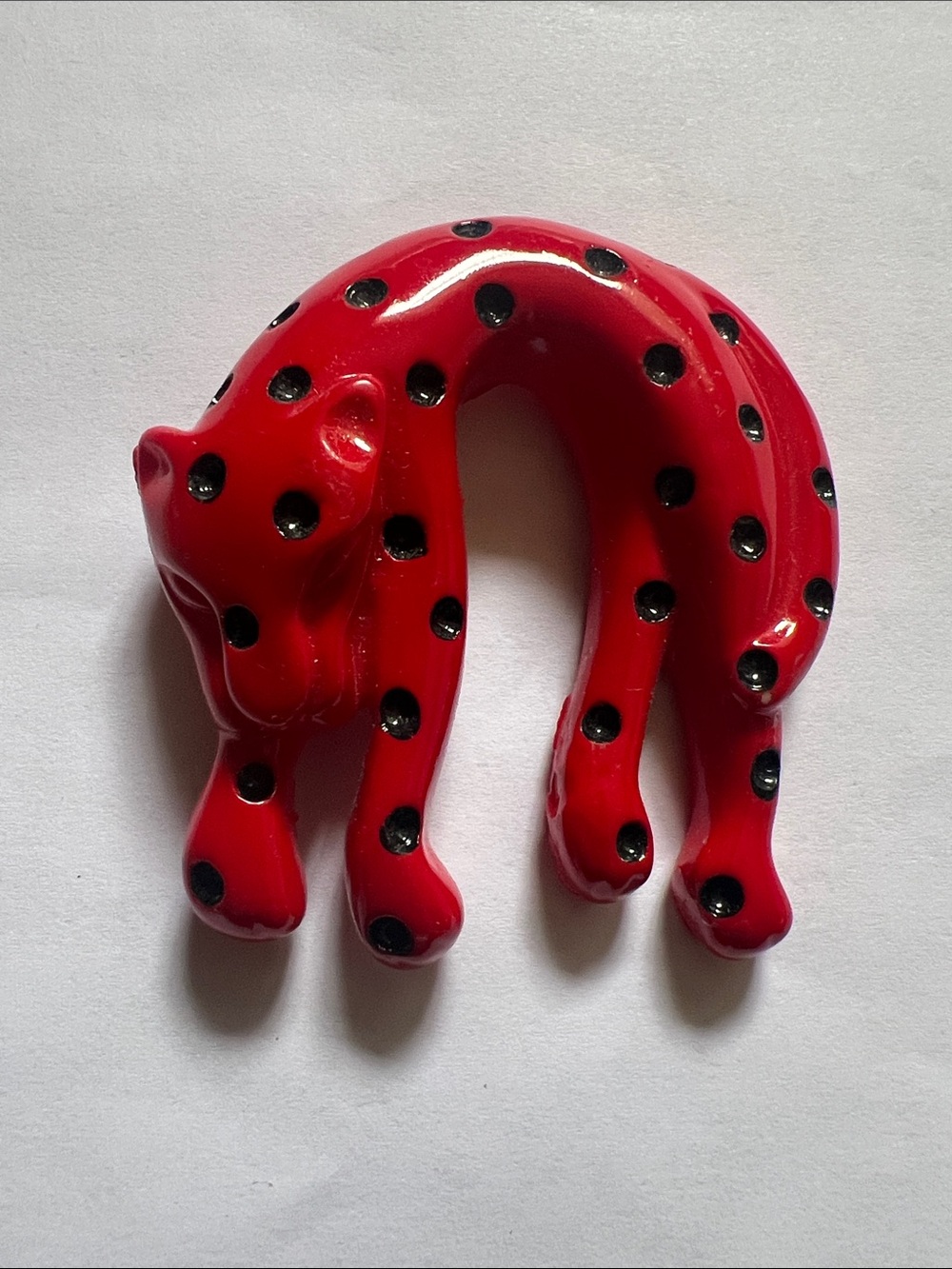 Vintage Red & Black Polka Dot Elephant Brooch 🐘❤️ — AS-IS / Repair